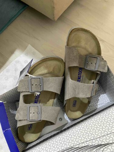 دمپایی بیرکن استاک اورجینال Birkenstock 1020557 Arizona Sfb Nu Stone Coin Women's Slippers photo review