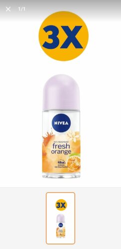 دئودورانت - رول آن نیووا اورجینال NIVEA SET.NVE.461 Women's Roll-on Deodorant Fresh Orange 50ml, 48 Hours Anti-perspirant Protection, Orange Scent, X3 Pieces photo review