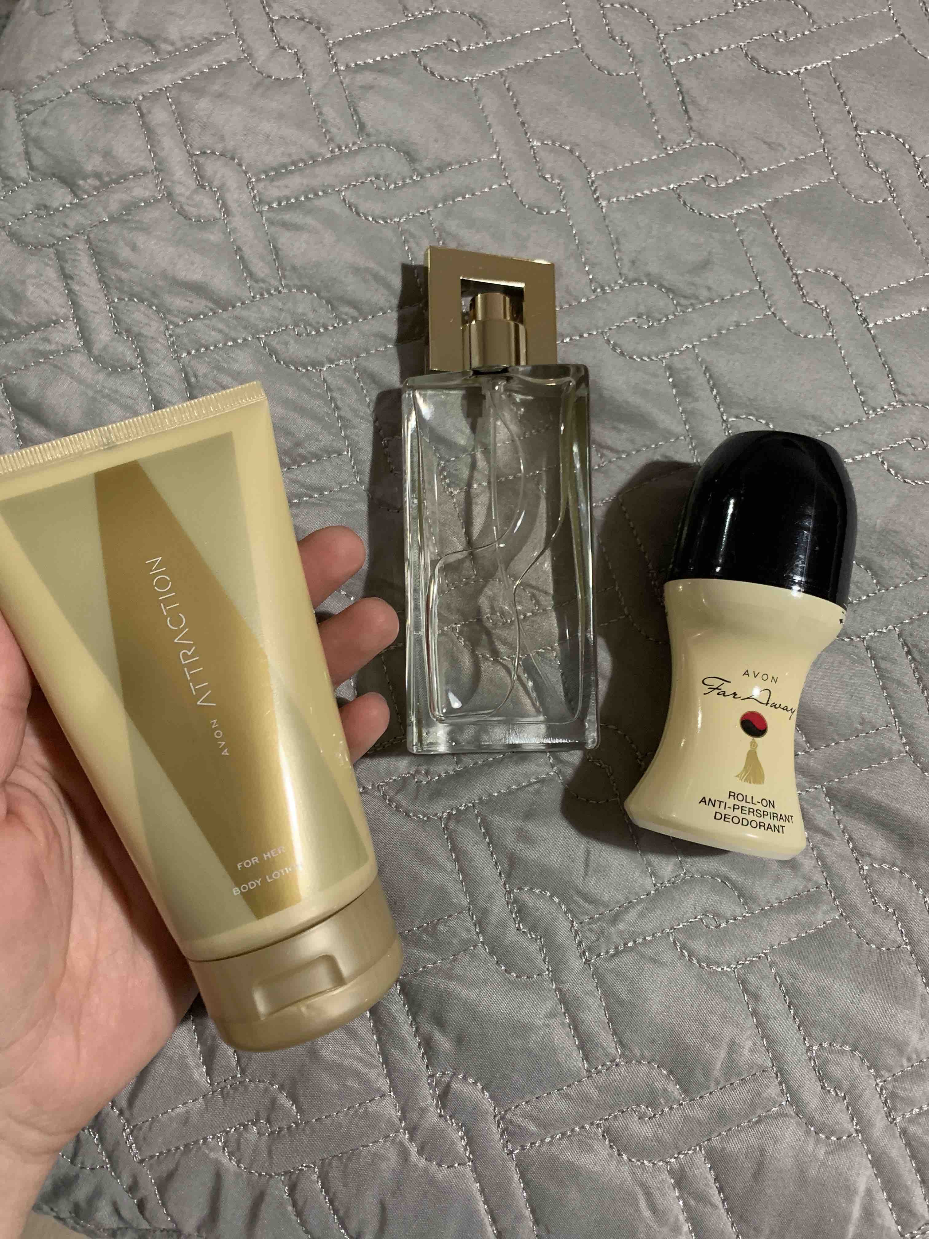 عطر آوون اورجینال Avon ÖZLM78 Attraction Edp 50ml Women's Perfume+lotion+eyeshadow Away Roll-on Set photo review