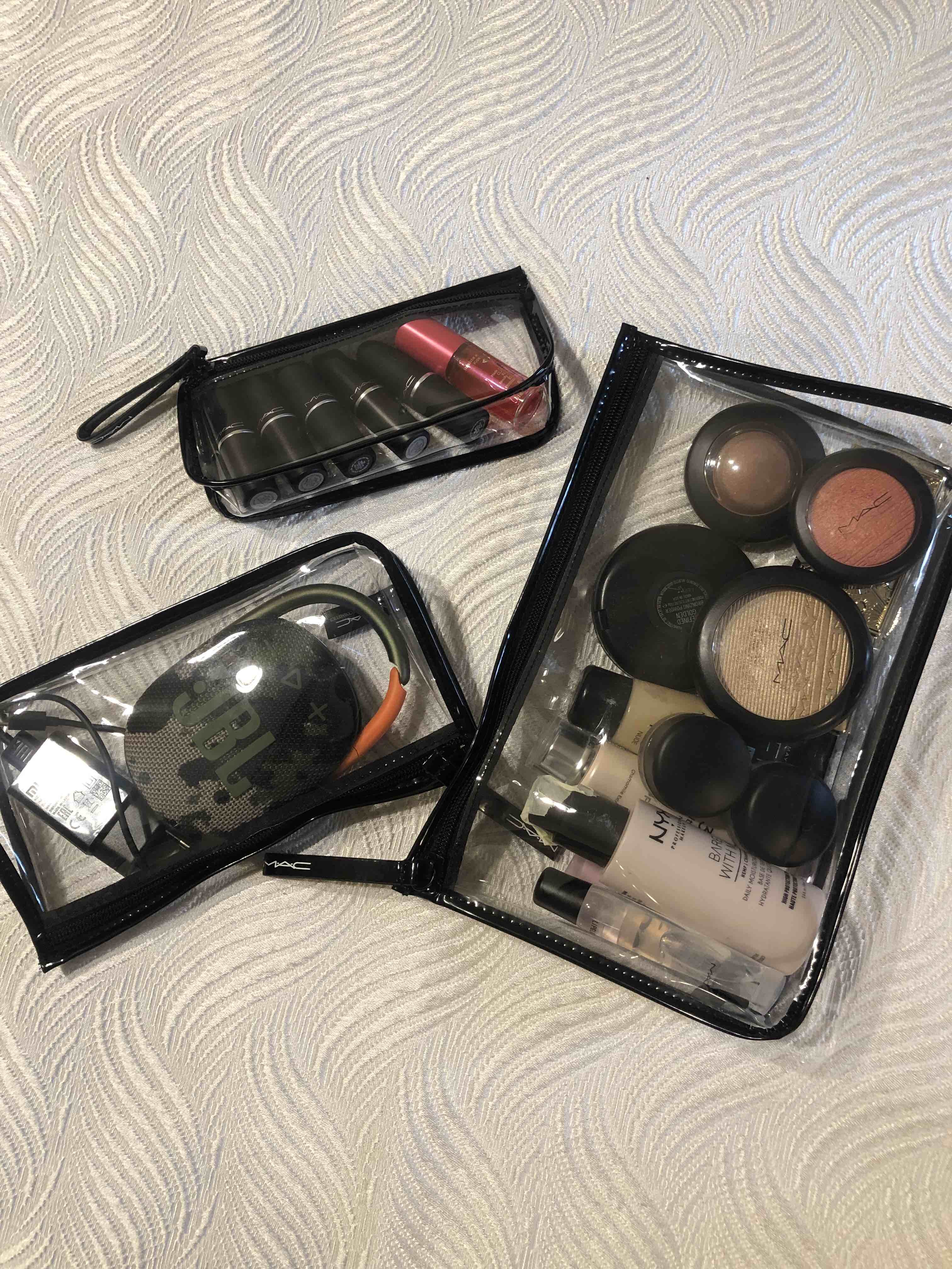 کیف لوازم آرایش ماک اورجینال Mac 17314 3-Piece Transparent Cosmetic Bag - Clearly M·A·C Trio 773602242689 photo review