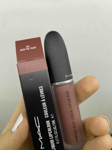 رژ لب ماک اورجینال Mac 75919 Powder Kiss Lightweight Powdered Matte Finish Lipstick - Over The Taupe 5 ml photo review
