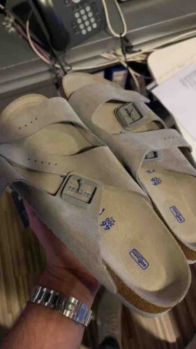 دمپایی بیرکن استاک اورجینال Birkenstock 1020557 Arizona Sfb Nu Stone Coin Women's Slippers photo review
