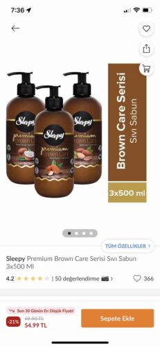 صابون مایع خواب آلود اورجینال Sleepy 8682241207510-3 Premium Brown Care Series Liquid Soap 3x500 Ml photo review