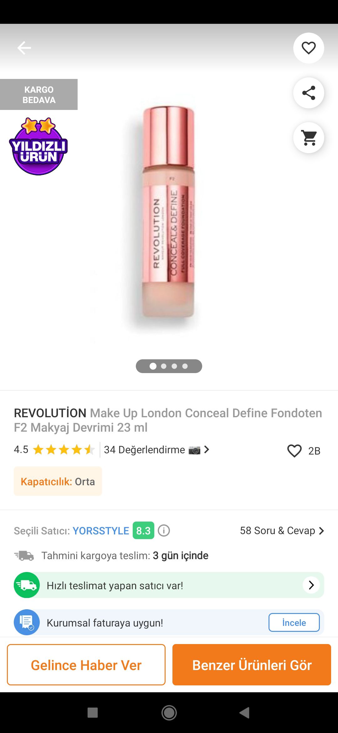 فاندیشن  رولوشن f2 Revolution اورجینال Conceal & Define F2 Foundation photo review
