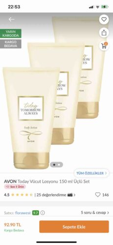 کرم بدن آوون اورجینال Avon KREM0061-3 TTA Today Women's Body Lotion 125 Ml. Set of Three photo review