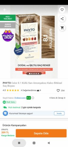 رنگ مو فیتو اورجینال Phyto 7004PH1001151AA Color Herbal Hair Dye - 8.1 Ash Blonde photo review
