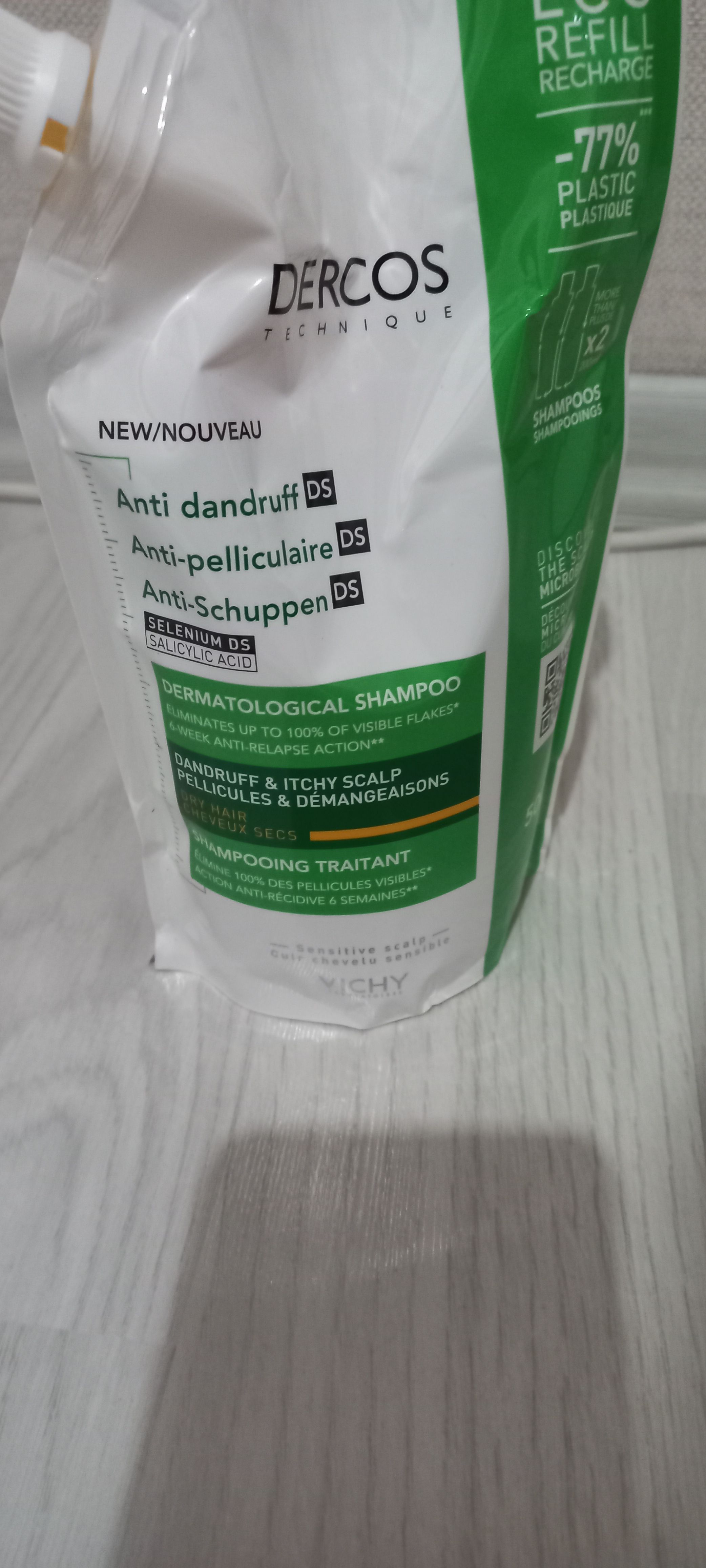 شامپو ویشی اورجینال Vichy 3337875787208 Dercos Anti-dandruff Anti-Dandruff Care Shampoo, Dry Hair, Refill Package 500 ml photo review
