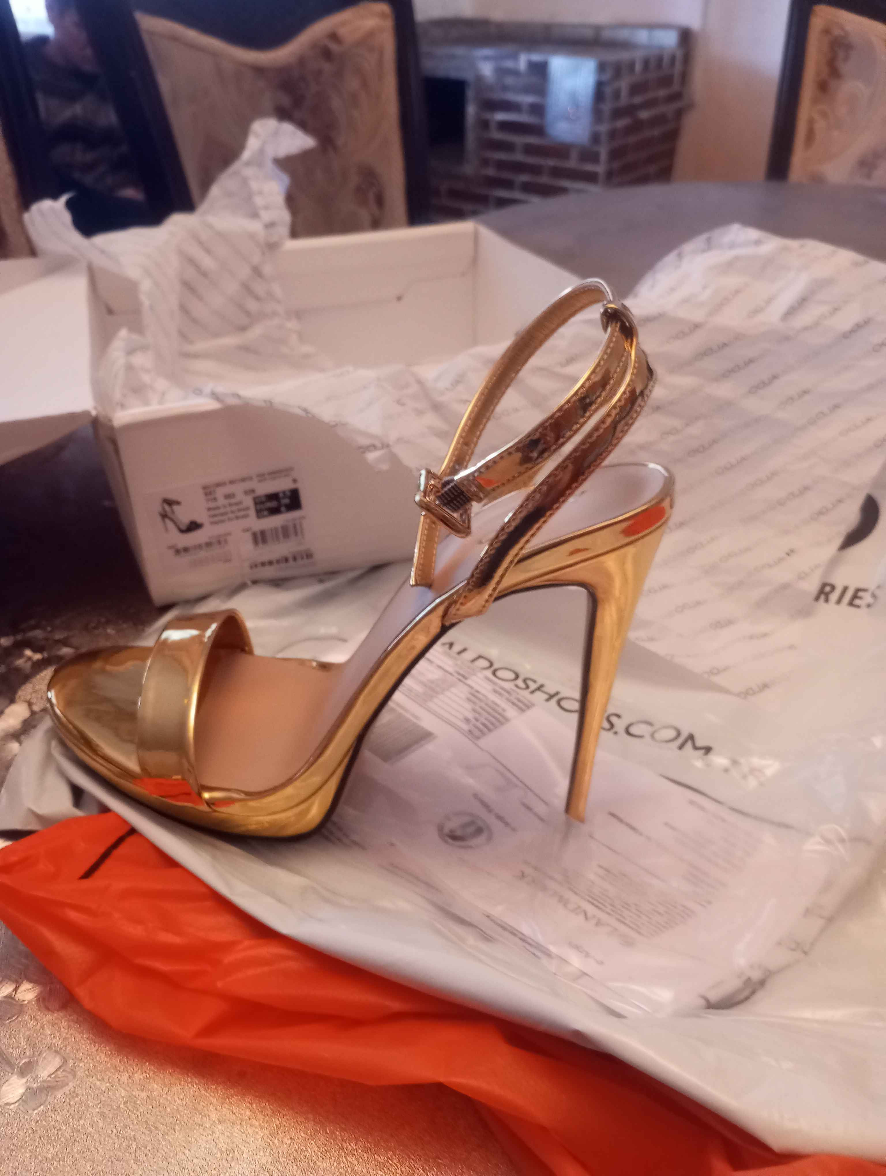 صندل آلدو اورجینال Aldo KAT-715-002-028 Kat - Gold Women's Evening Dress Heeled Sandals photo review