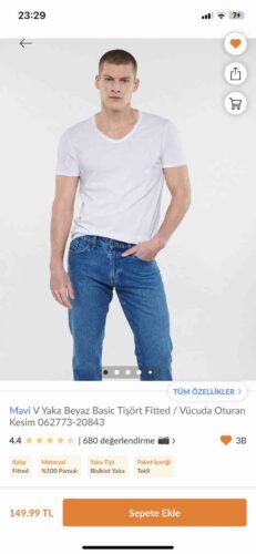 تیشرت ماوی اورجینال Mavi 062773-20843 V-Neck White T-Shirt with Stitching Detail Fitted / Fitted Cut 062773-20843 photo review