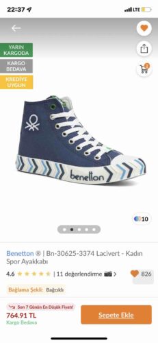 اسنیکر بنتتون اورجینال Benetton BN-30625 ® | Bn-30625-3374 Navy Blue - Women's Sports Shoes photo review